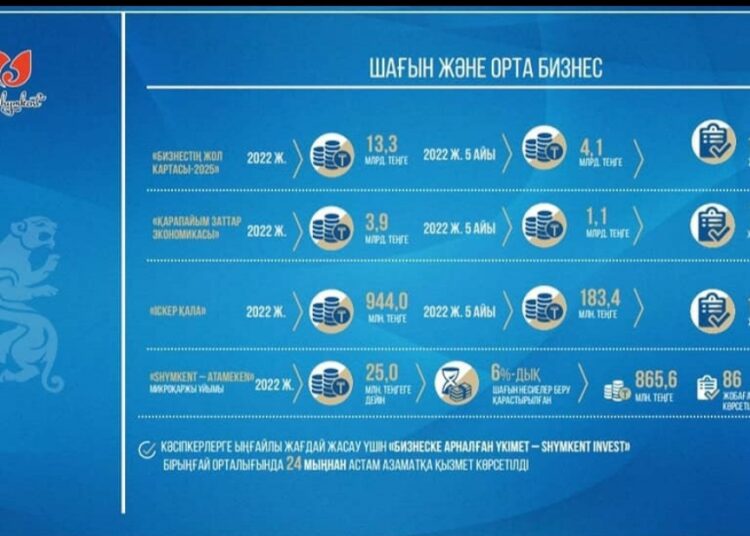 ШЫМКЕНТТЕ «БИЗНЕСТІҢ ЖОЛ КАРТАСЫ – 2025» БАҒДАРЛАМАСЫНА 13,3 МИЛЛИАРД ҚАРЖЫ БӨЛІНГЕН