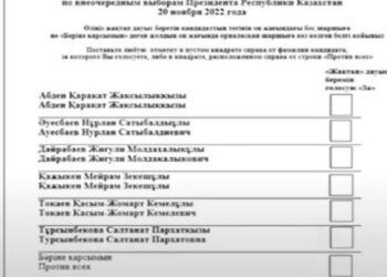 ПРЕЗИДЕНТ САЙЛАУЫНДА БЮЛЛЕТЕНГЕ КАНДИДАТТАРДЫҢ АТЫ ӘЛІПБИ РЕТІМЕН ЖАЗЫЛАДЫ