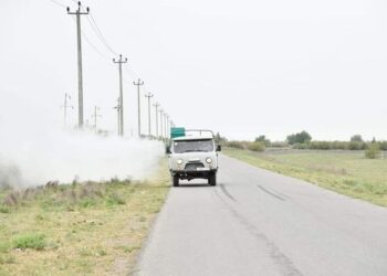 ТҮРКІСТАН: ОТЫРАР АУДАНЫНДА ДЕЗИНСЕКЦИЯЛЫҚ ЖҰМЫСТАР ЖАЛҒАСЫП ЖАТЫР