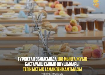 ТҮРКІСТАН ОБЛЫСЫНДА 188 МЫҢҒА ЖУЫҚ БАСТАУЫШ СЫНЫП ОҚУШЫЛАРЫ ТЕГІН ЫСТЫҚ ТАМАҚПЕН ҚАМТЫЛДЫ