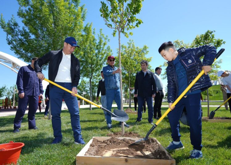 «ТАЗА ҚАЗАҚСТАН»: ТҮРКІСТАН ОБЛЫСЫНЫҢ ӘКІМІ ТҰРҒЫНДАРМЕН БІРГЕ «ЖІБЕК ЖОЛЫ» САЯБАҒЫНА КӨШЕТ ОТЫРҒЫЗДЫ