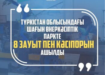 2024 ЖЫЛЫ ТҮРКІСТАН ОБЛЫСЫНДАҒЫ ШАҒЫН ӨНЕРКӘСІПТІК ПАРКТЕ 8 ЗАУЫТ ПЕН КӘСІПОРЫН АШЫЛДЫ