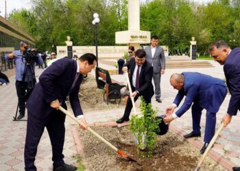 ТҮРКІСТАН: ҚАЗЫҒҰРТТА 1000 ТҮП ГҮЛ ЖӘНЕ СӘНДІ АҒАШ ЕГІЛДІ