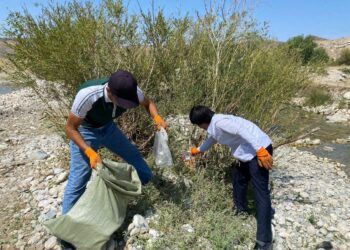 Кентауда «Таза Қазақстан» аясында өзен жағалаулары тазартылды