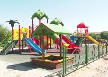 В Абайском районе появляются новые детские игровые площадки