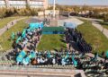 ТҮРКІСТАН ОБЛЫСЫНДА КӨК ТУ КӨККЕ КӨТЕРІЛІП, КӨК БАЙРАҚҚА ҚҰРМЕТ КӨРСЕТІЛДІ